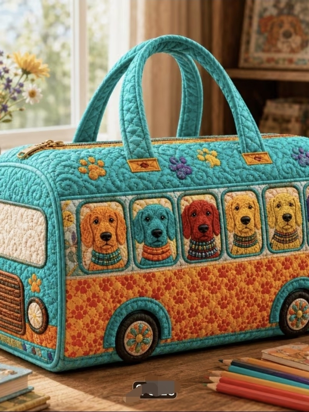 Quilted Travel Bag/- Pet Pattern Tote